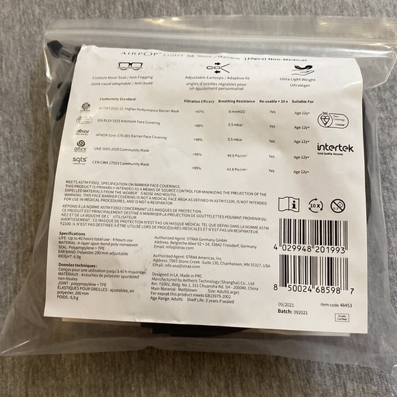 NWT 10 pcs AIRPOP Light SE Masks - Picture 5 of 6